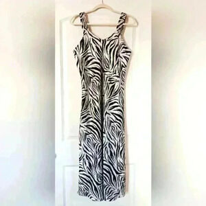 Vintage 90's silky maxi look satin night dress. Zebra print.